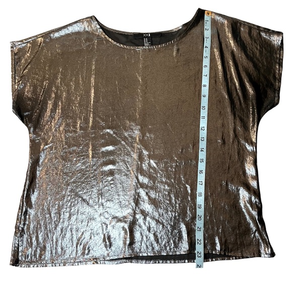Dark Silver Gray Metallic Sheer Top by XXI - Picture 5 of 6